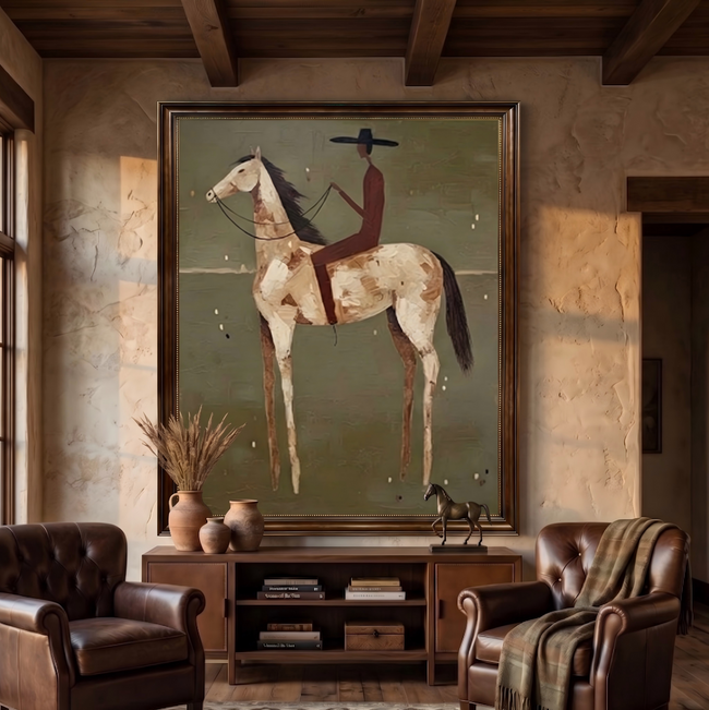 "Vintage Americana Art" - Modern Heavy Impasto Abstract Artwork | Rich Color Palette Knife Painting | Luxury Vertical Wall Art #Q 75