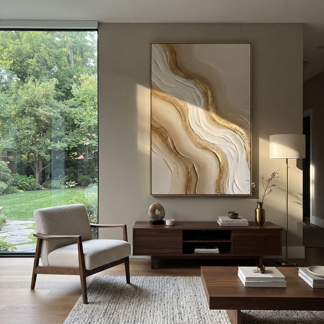 "Layered Topographic Drift Relief" - Modern Heavy Impasto Abstract Textured Artwork | White & Green Palette Knife Painting | Luxury Vertical Wall Art #Q 399