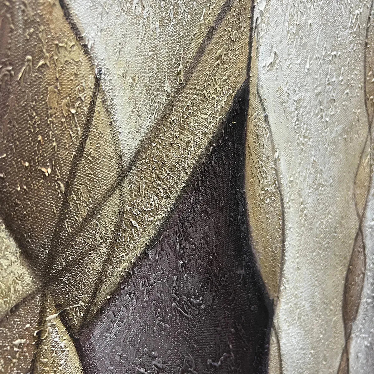 ABSTRACT FIGURES: Textured Abstract Figures Painting, Beige and Bro... — Front View | Abstract Oil Painting for Home Decor
