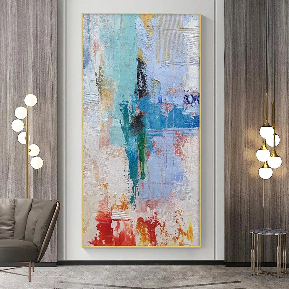 ABSTRACT SYMPHONY: Textured Painting, Colorful Wall Art, Modern Abs... — Front View | Abstract Oil Painting for Home Decor