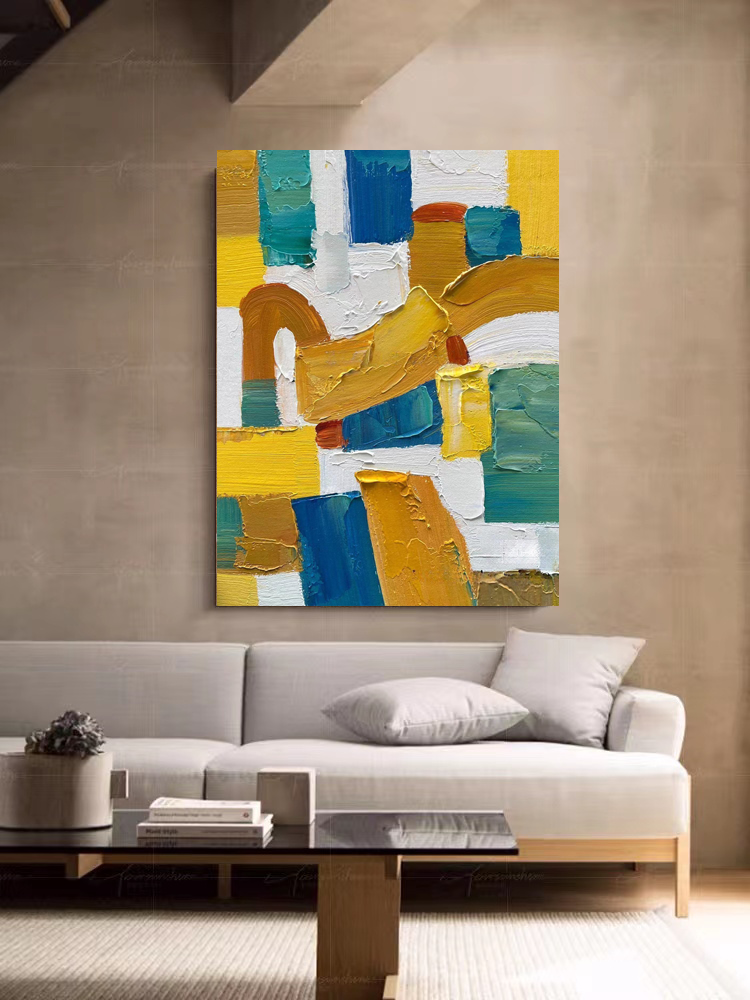 Abstract Canvas Art #AB034 | Abstract Canvas Wall Art | QSQart — Front View | Abstract Oil Painting for Home Decor