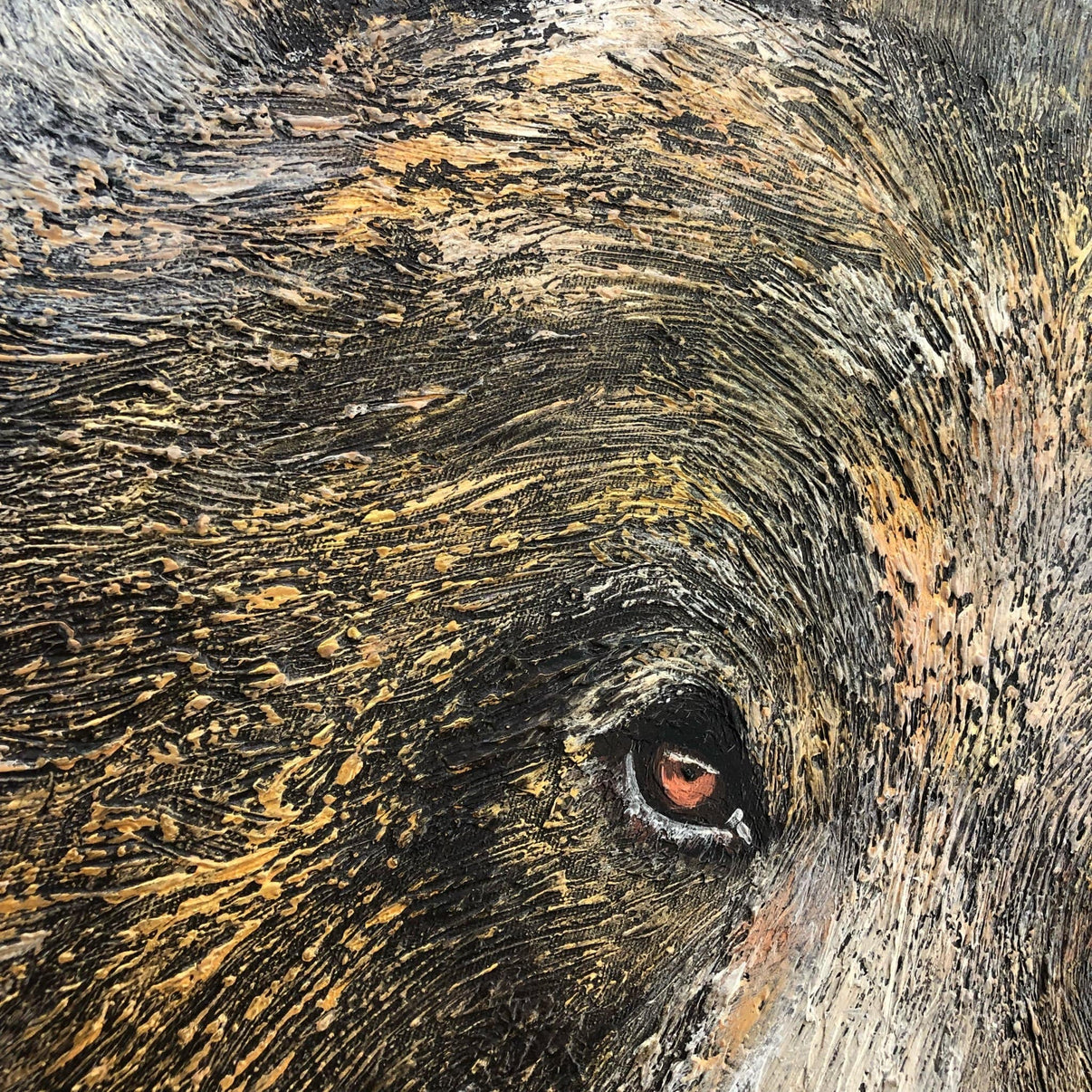 Abstract animal paintings KIND BEAR — Front View | Abstract Oil Painting for Home Decor