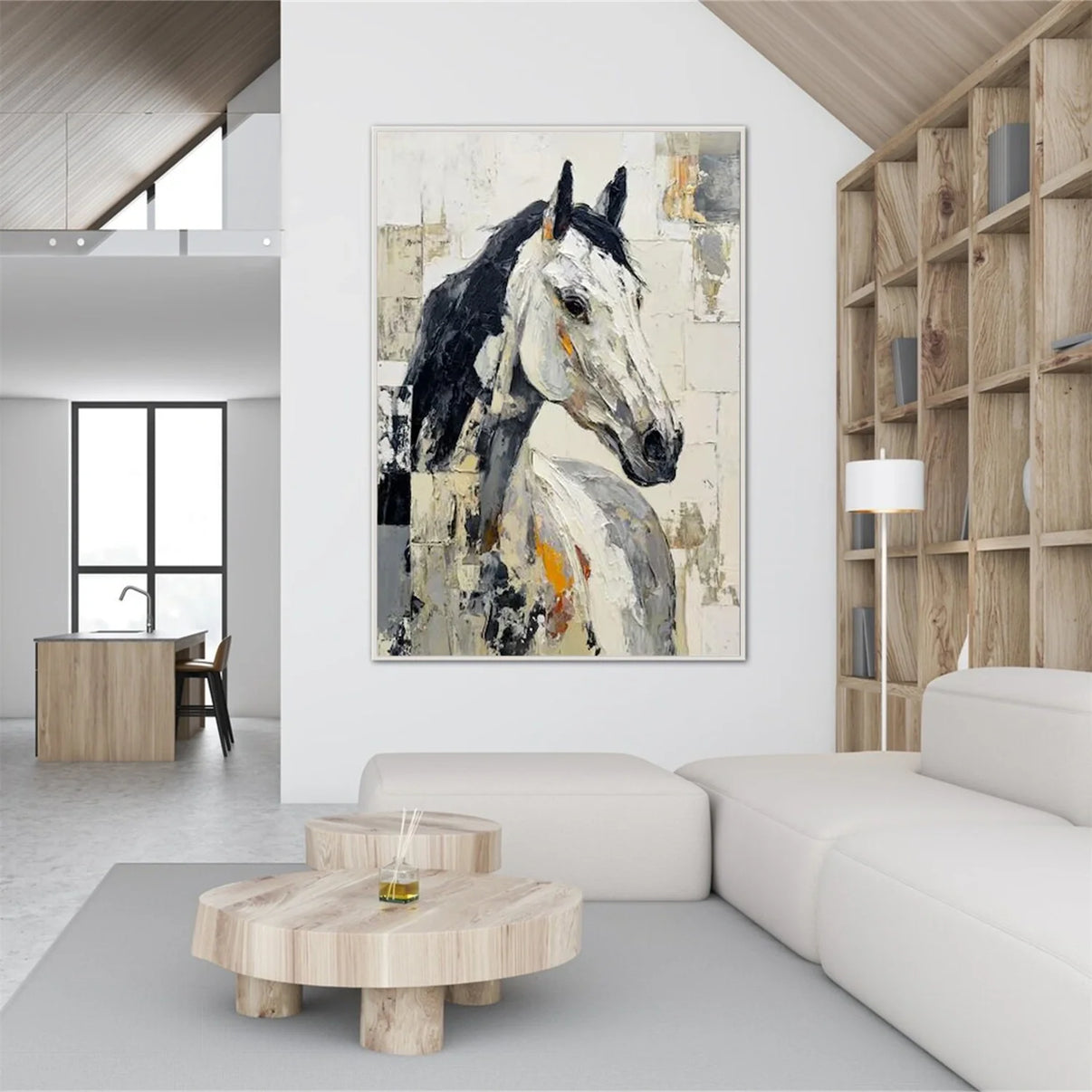 Abstract Animal Horse Textured Wall Art #AL165 — Front View | Abstract Oil Painting for Home Decor