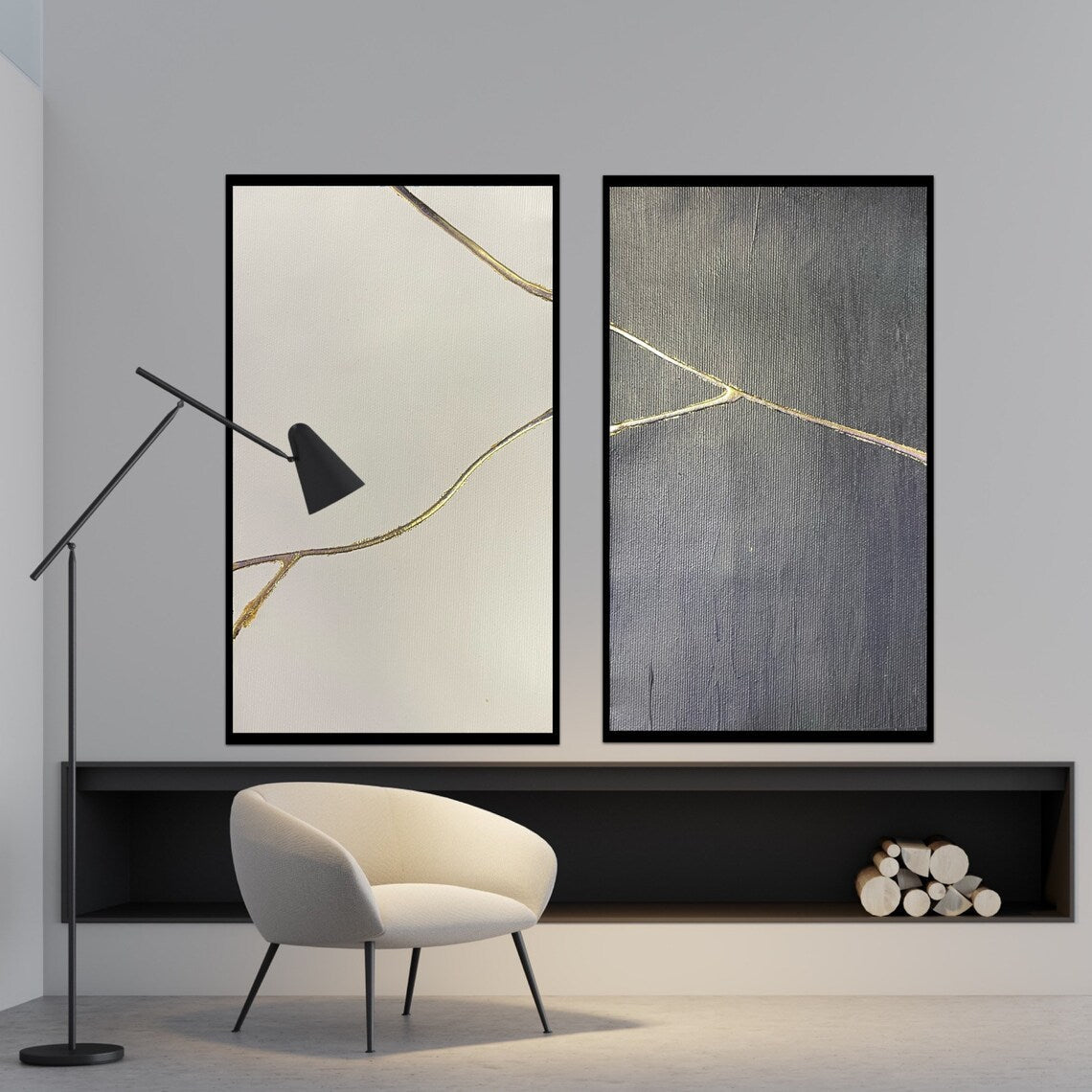 Abstract Duo | Abstract Canvas Wall Art | QSQart — Front View | Abstract Oil Painting for Home Decor