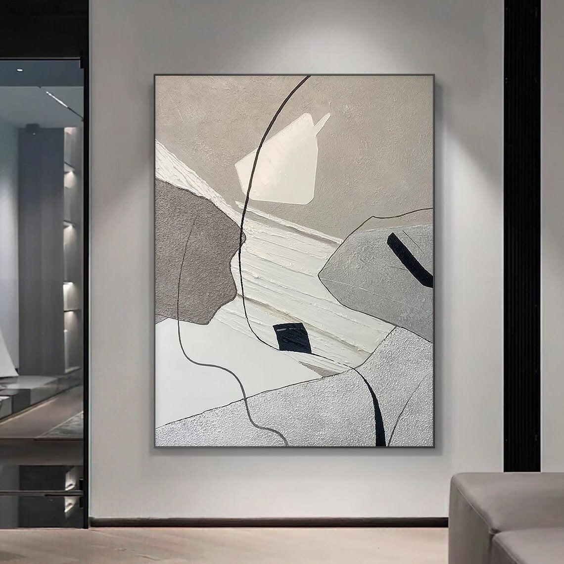 Abstract Geometric Elegance – Oil Painting Abstract Art on Canvas — Front View | Abstract Oil Painting for Home Decor