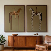 "Vintage Americana Art" - Modern Heavy Impasto Abstract Artwork | Rich Color Palette Knife Painting | Luxury Two-Panel Vertical Wall Art #Q 10