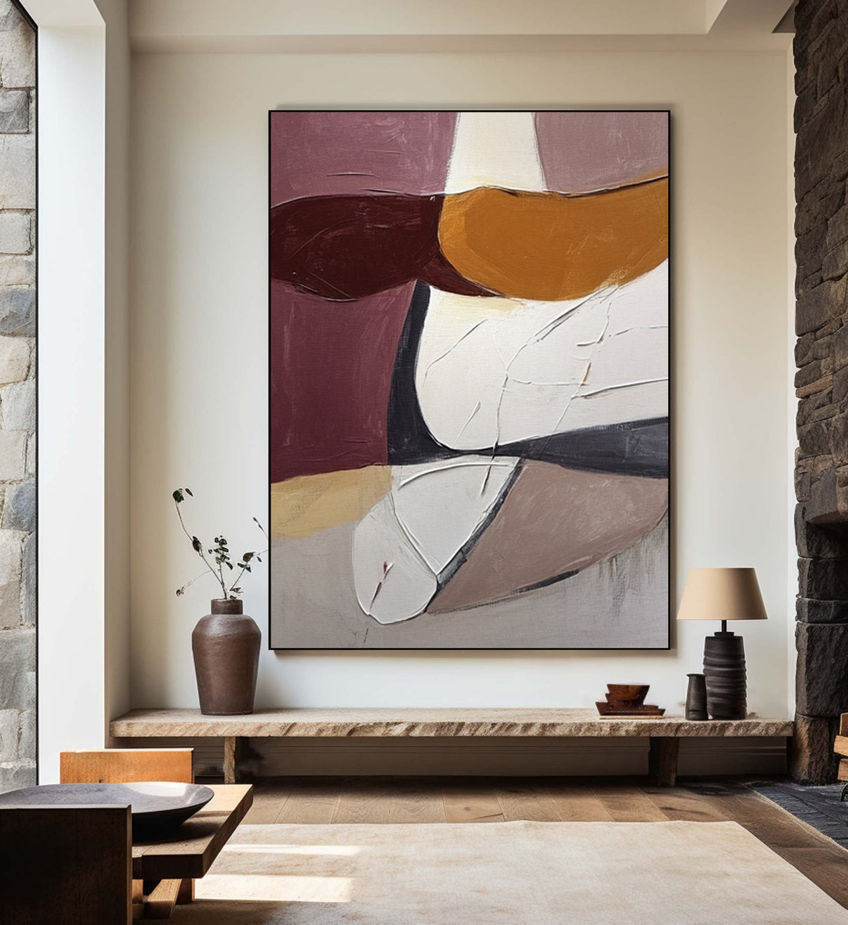 Abstract Art for Living Rooms Dynamic Design... | Canvas Art | QSQart — Front View | Abstract Oil Painting for Home Decor