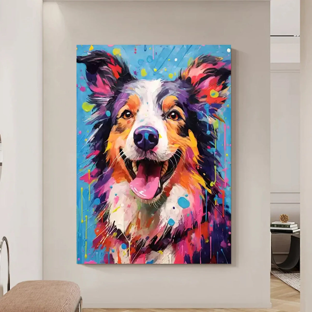 Abstract Animal Dog Wall Art #AL113 — Front View | Abstract Oil Painting for Home Decor