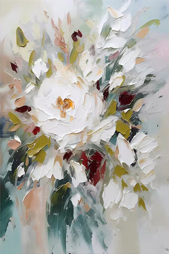 Abstract Large Floral Impasto Art | ArtvistaGallery  #WG 105 — Front View | Abstract Oil Painting for Home Decor