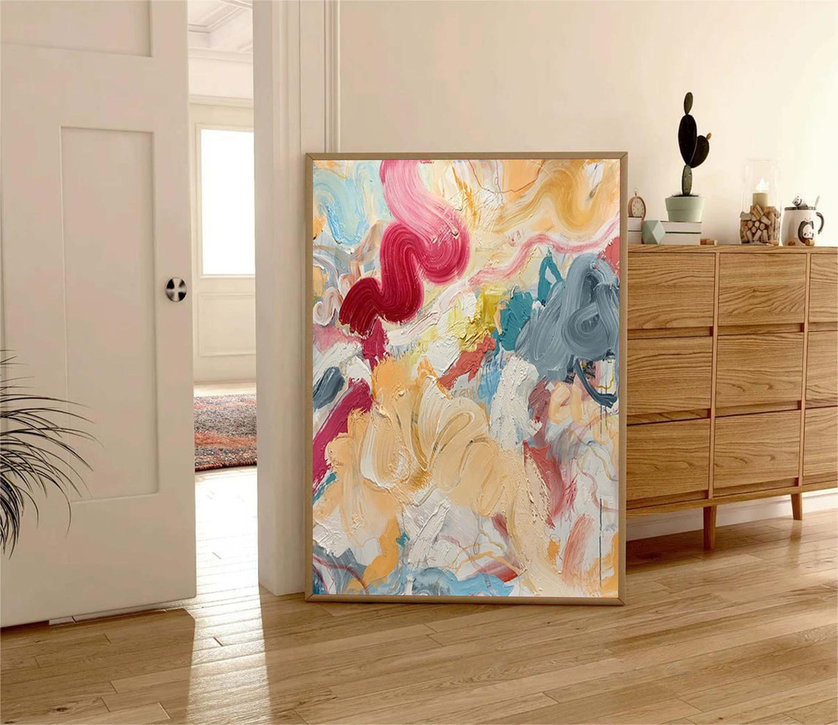 Abstract Canvas Art #AB007 | Abstract Canvas Wall Art | QSQart — Front View | Abstract Oil Painting for Home Decor