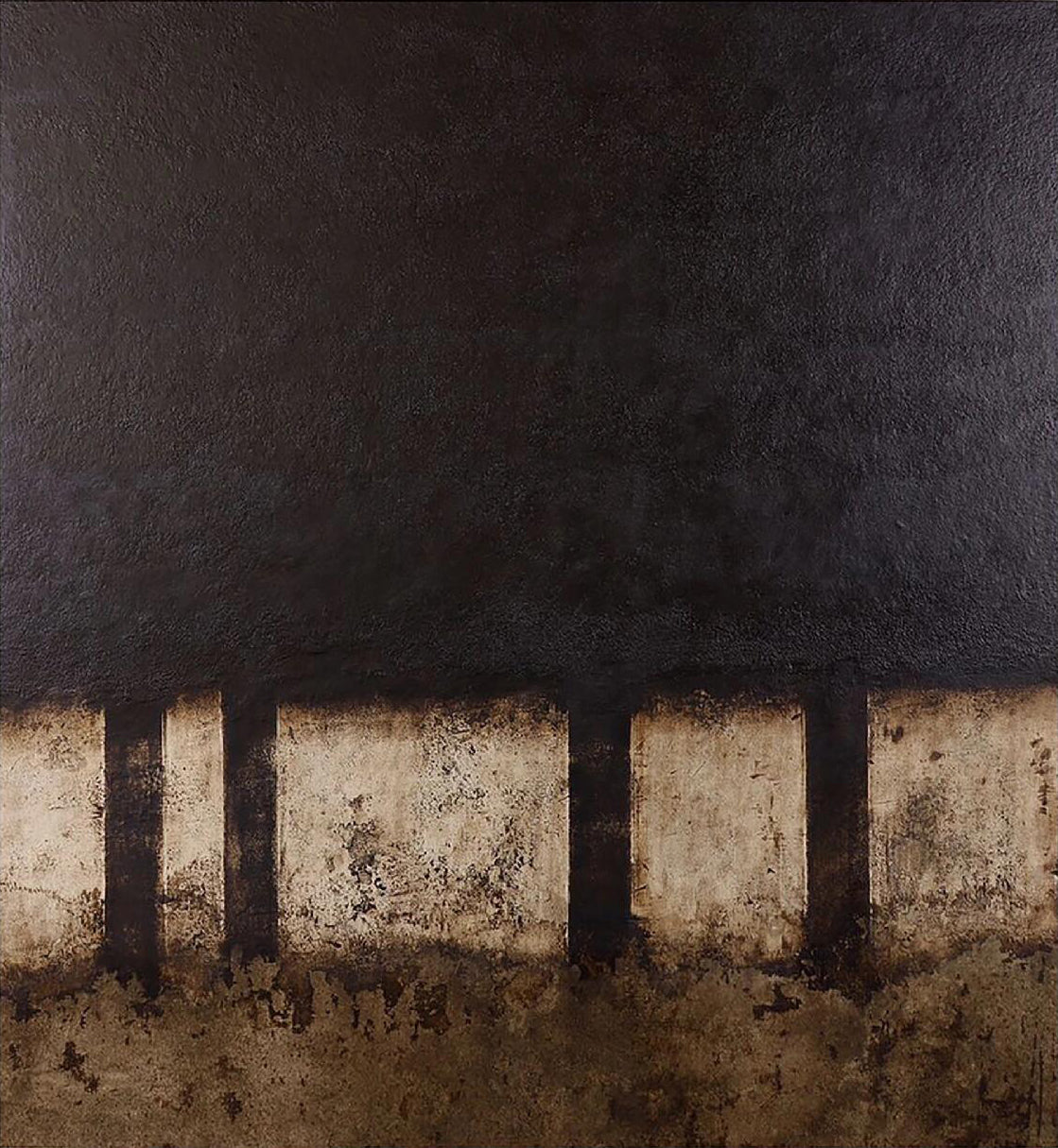 Abstract Massive Textured Neutral Art | MuroArt #WG 109 — Front View | Abstract Oil Painting for Home Decor