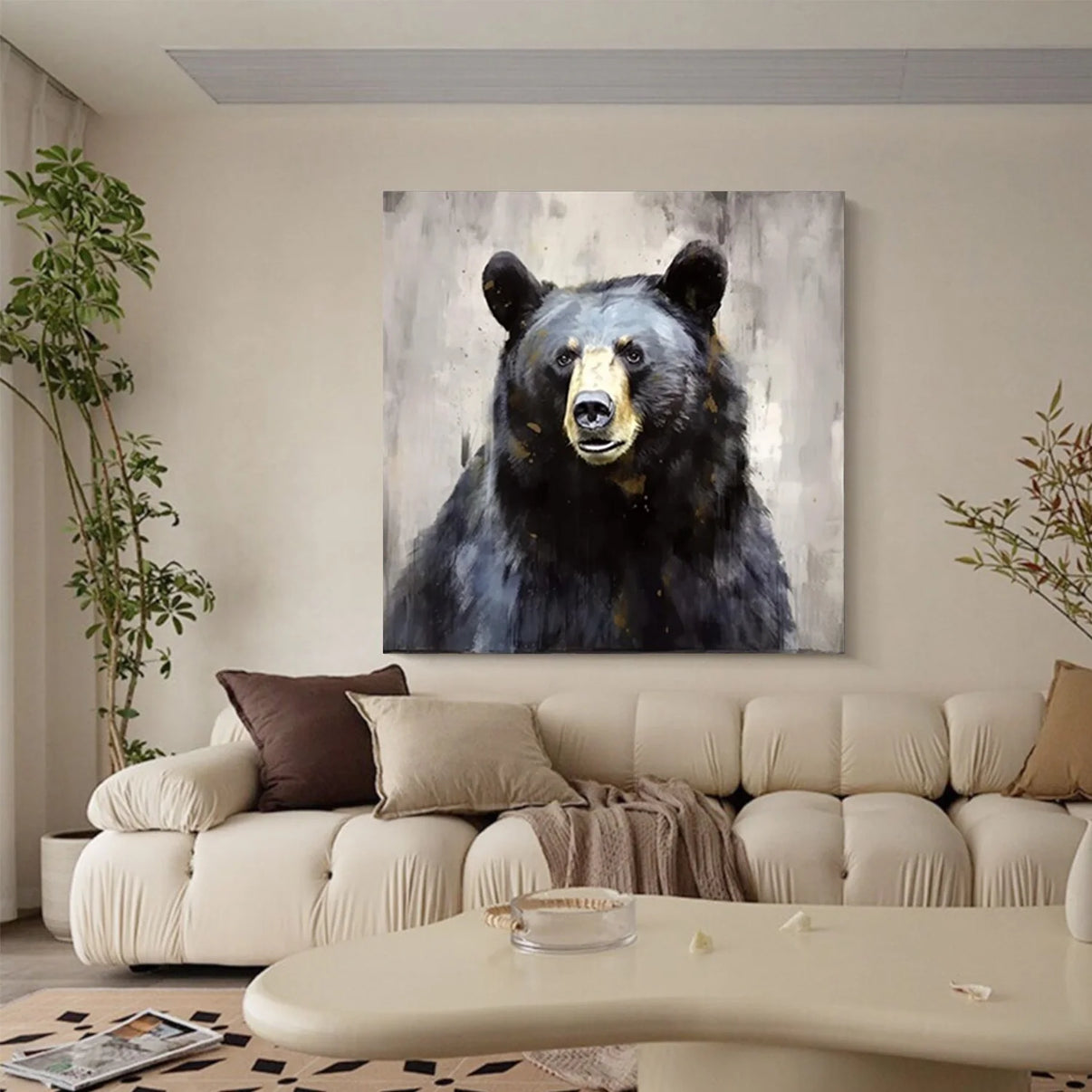 Abstract Animal Art Bear Wall Art #AT031 — Front View | Abstract Oil Painting for Home Decor