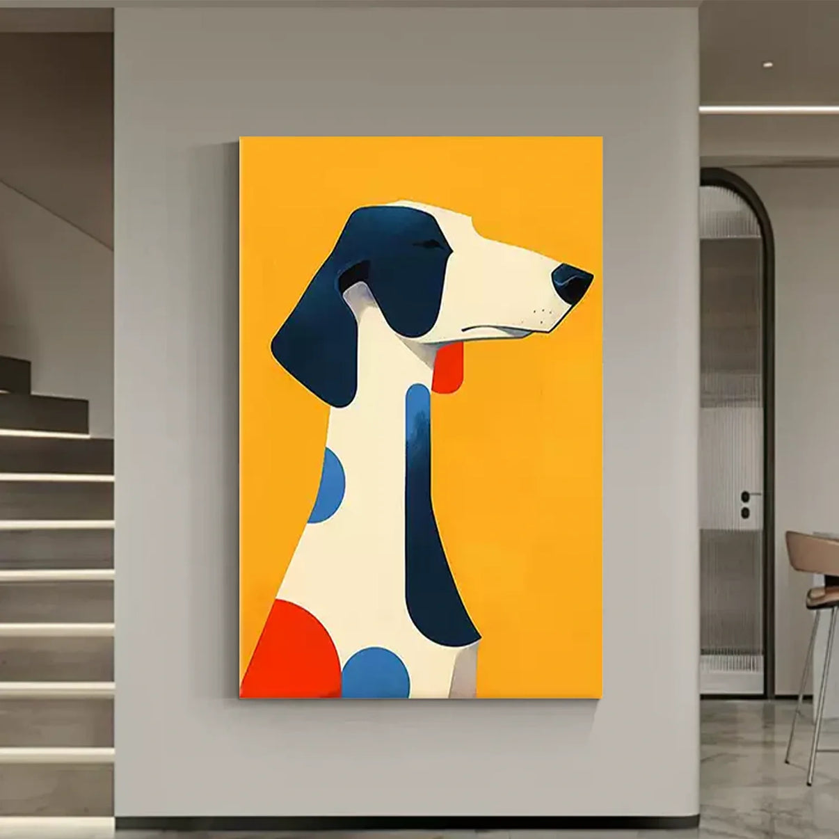 Abstract Animal Dog Wall Art #AL103 — Front View | Abstract Oil Painting for Home Decor