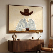"Vintage Americana Art" - Modern Heavy Impasto Abstract Artwork | Rich Color Palette Knife Painting | Luxury Horizontal Wall Art #Q 7