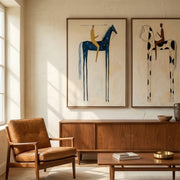 "Vintage Americana Art" - Modern Heavy Impasto Abstract Artwork | Rich Color Palette Knife Painting | Luxury Two-Panel Vertical Wall Art #Q 13