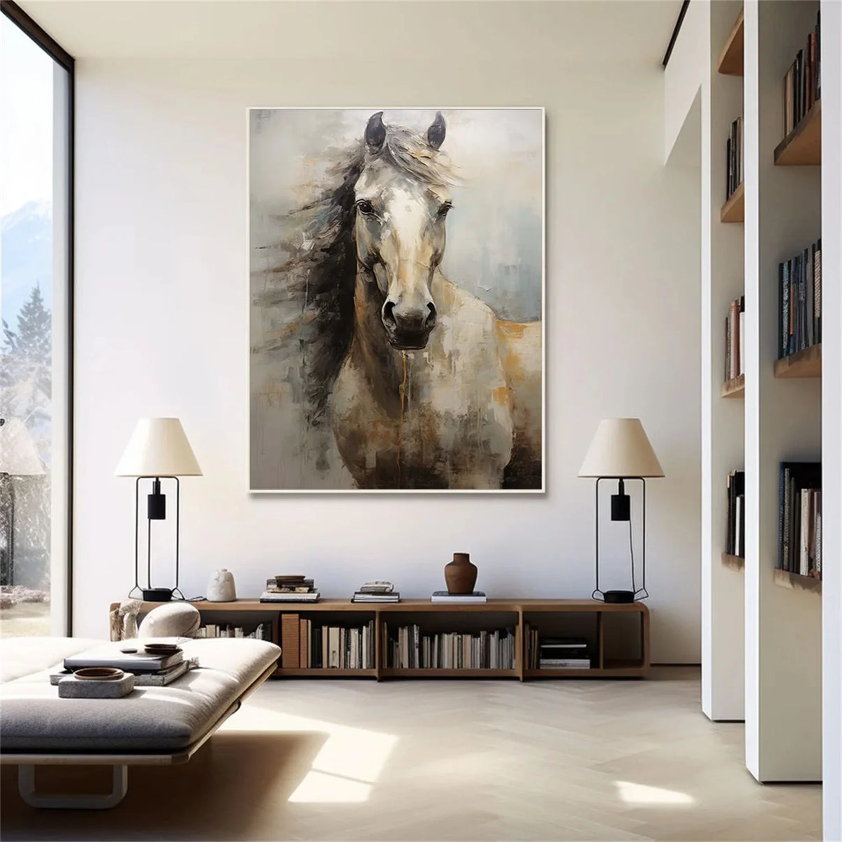 Abstract Animal Horse Wall Art #AL132 — Front View | Abstract Oil Painting for Home Decor