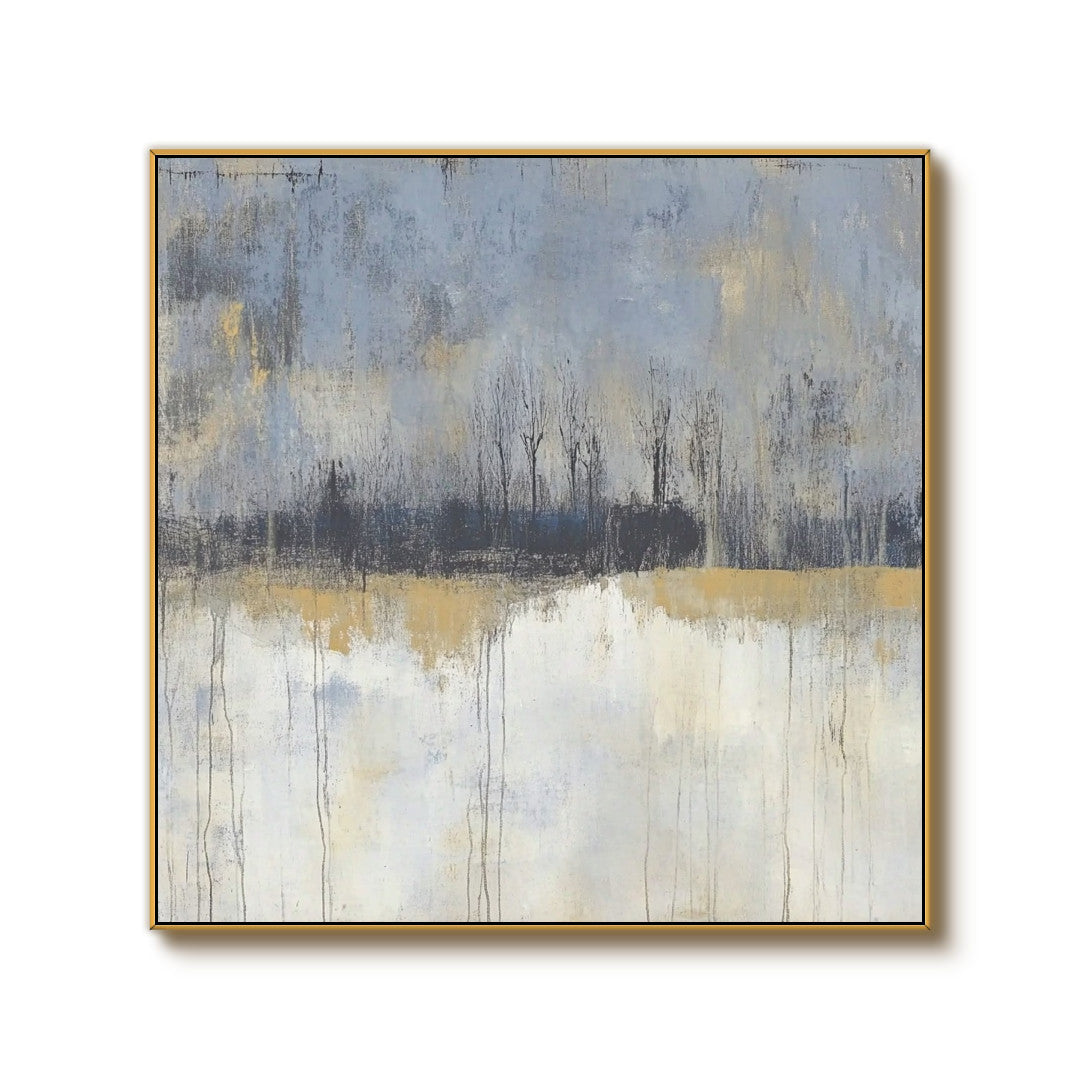 Autumn Riverbank — Front View | Abstract Oil Painting for Home Decor