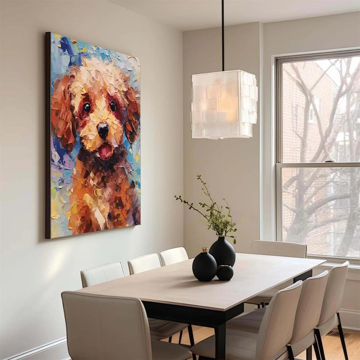 Abstract Animal Dog Wall Art #AL116 — Front View | Abstract Oil Painting for Home Decor
