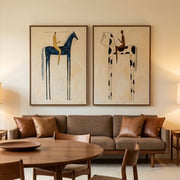"Vintage Americana Art" - Modern Heavy Impasto Abstract Artwork | Rich Color Palette Knife Painting | Luxury Two-Panel Vertical Wall Art #Q 13