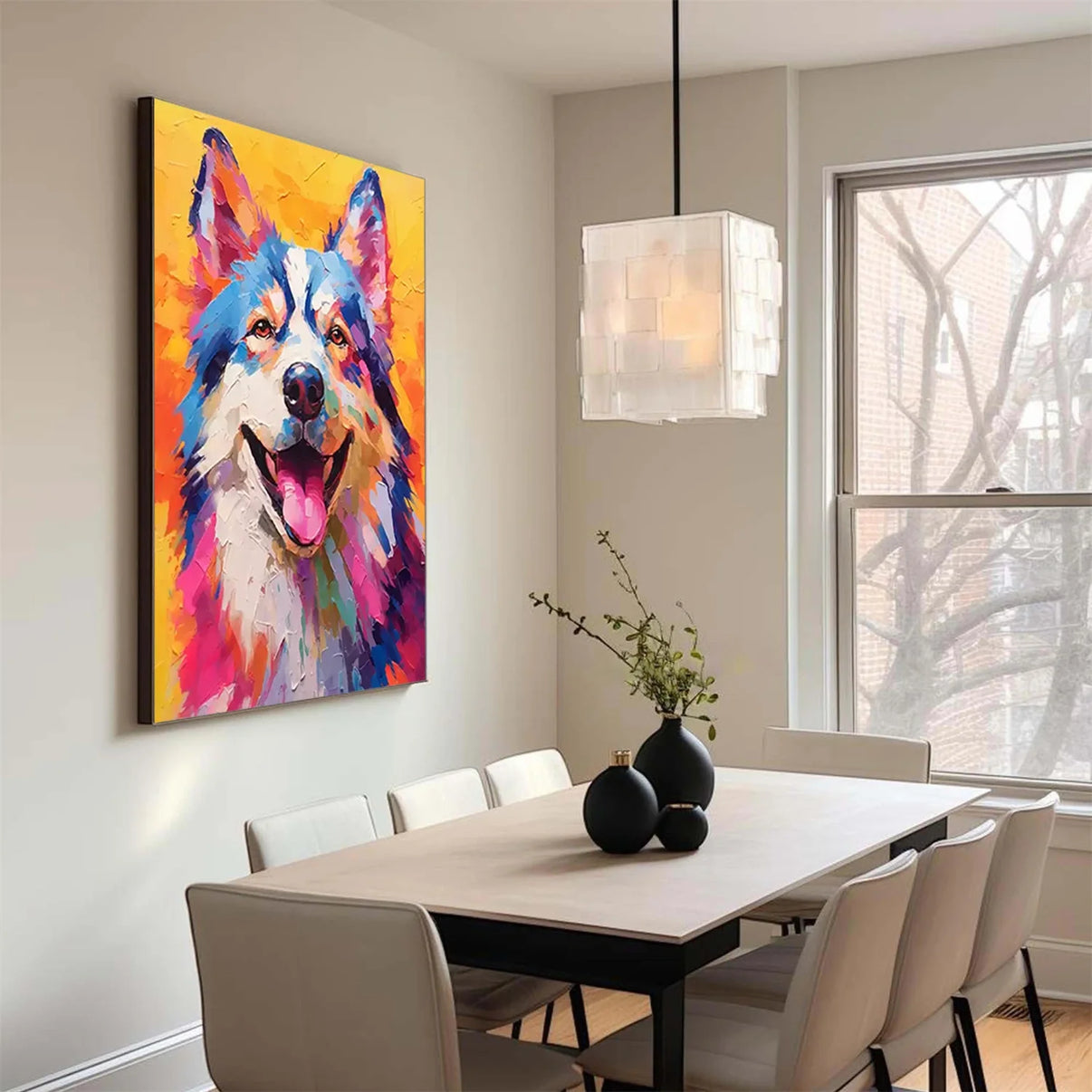 Abstract Animal Dog Wall Art #AL112 — Front View | Abstract Oil Painting for Home Decor