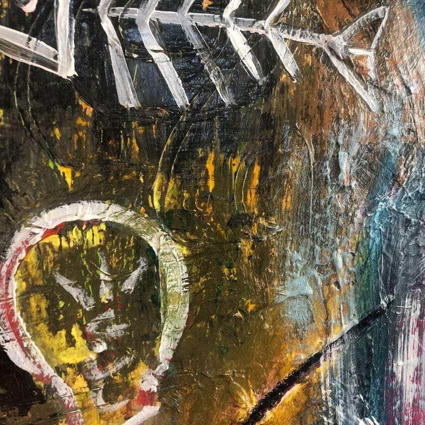 Abstract contemporary graffiti style art SKULL — Front View | Abstract Oil Painting for Home Decor