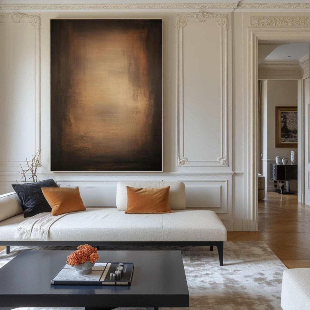 Abstract Metallic Tone Wall Art for Modern Home Decor #BBA 014 — Front View | Abstract Oil Painting for Home Decor