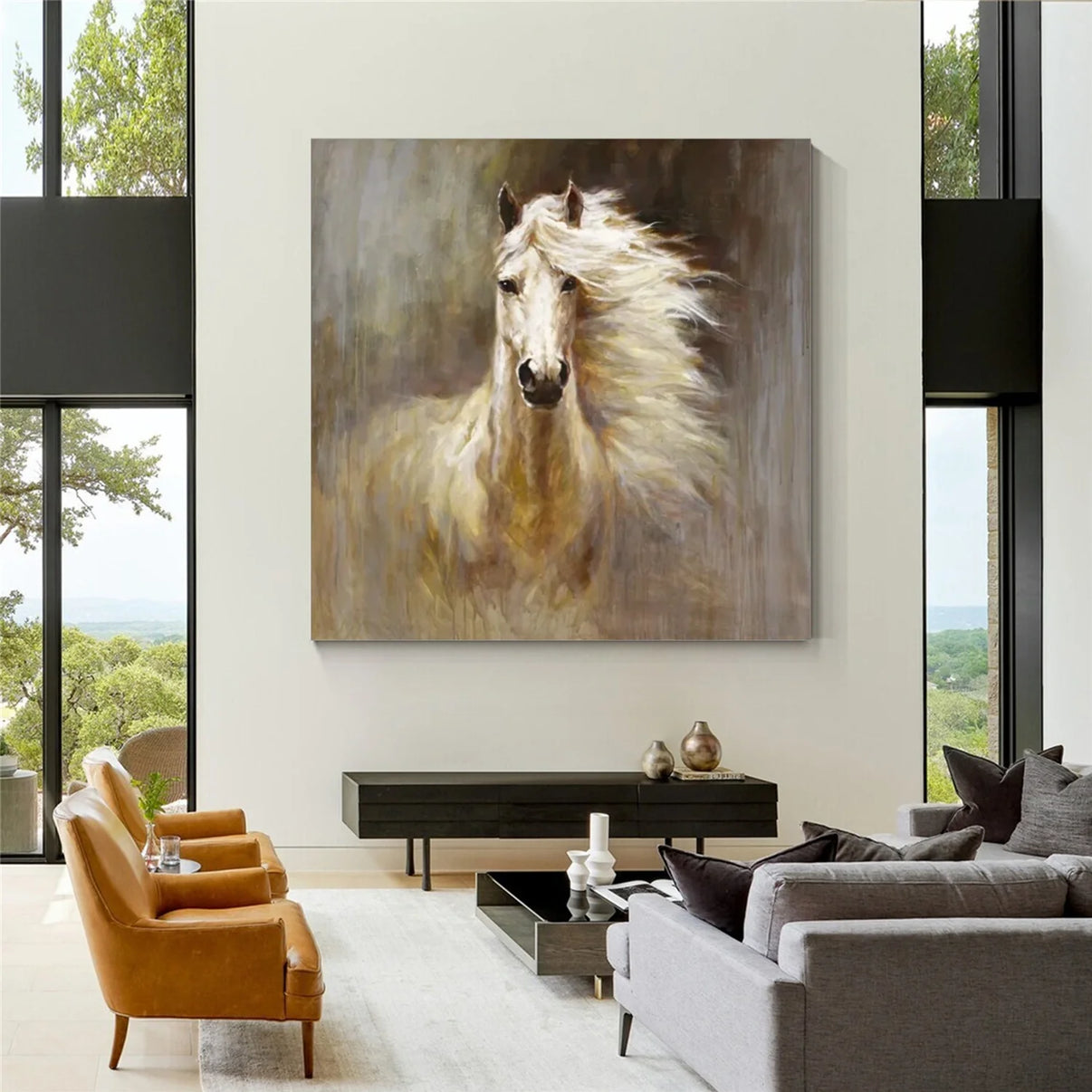 Abstract Animal Art Horse Wall Art #AT012 — Front View | Abstract Oil Painting for Home Decor