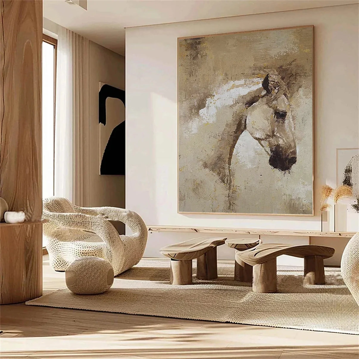 Abstract Animal Art Horse Texture Wall Art #AT018 — Front View | Abstract Oil Painting for Home Decor