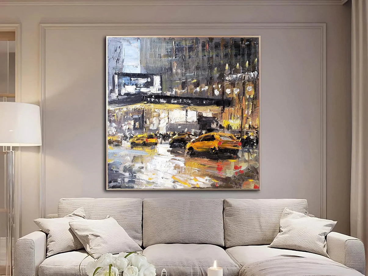 ABSTRACT CITY | Abstract Urban Canvas Wall Art | QSQart #2 — Front View | Abstract Oil Painting for Home Decor