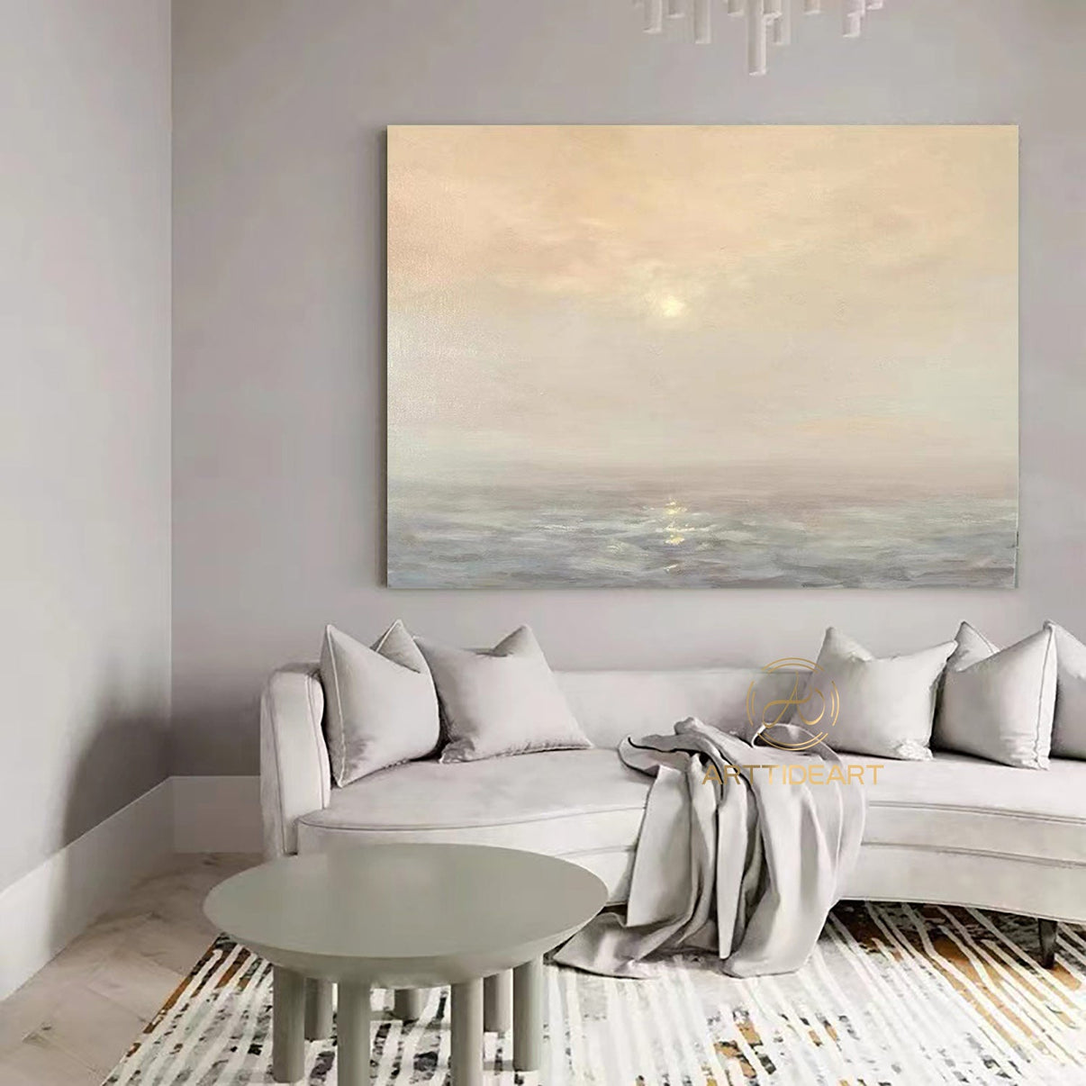 Beach Art #HC001 | Hand-Painted Canvas Art | QSQart — Front View | Abstract Oil Painting for Home Decor