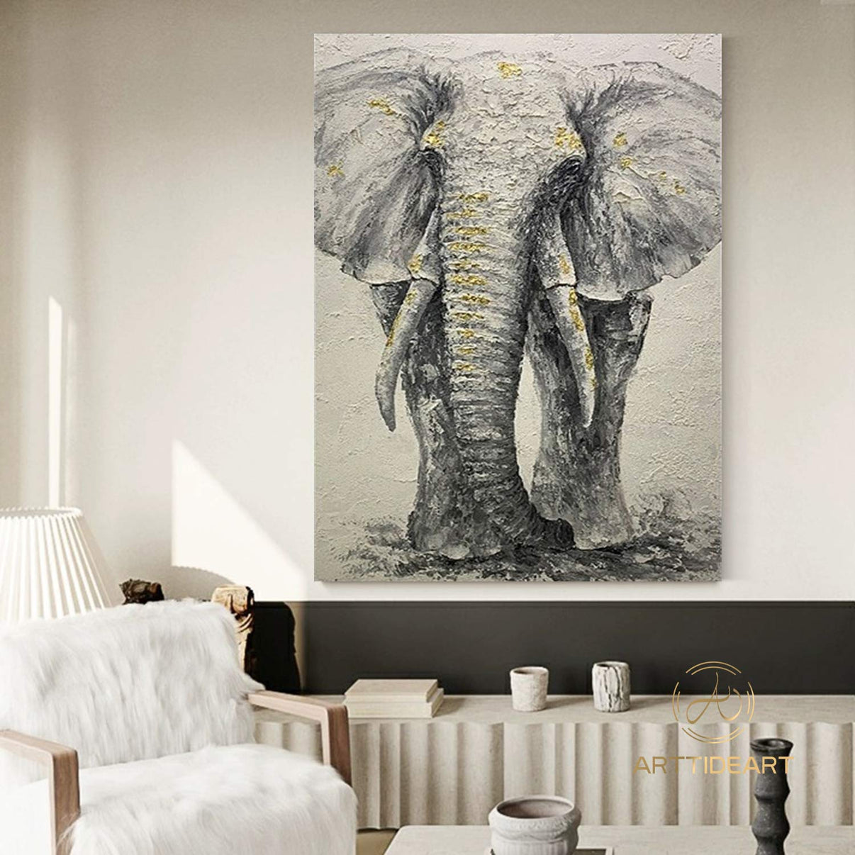 Animal Art #cz008 | Hand-Painted Canvas Art | QSQart — Front View | Abstract Oil Painting for Home Decor