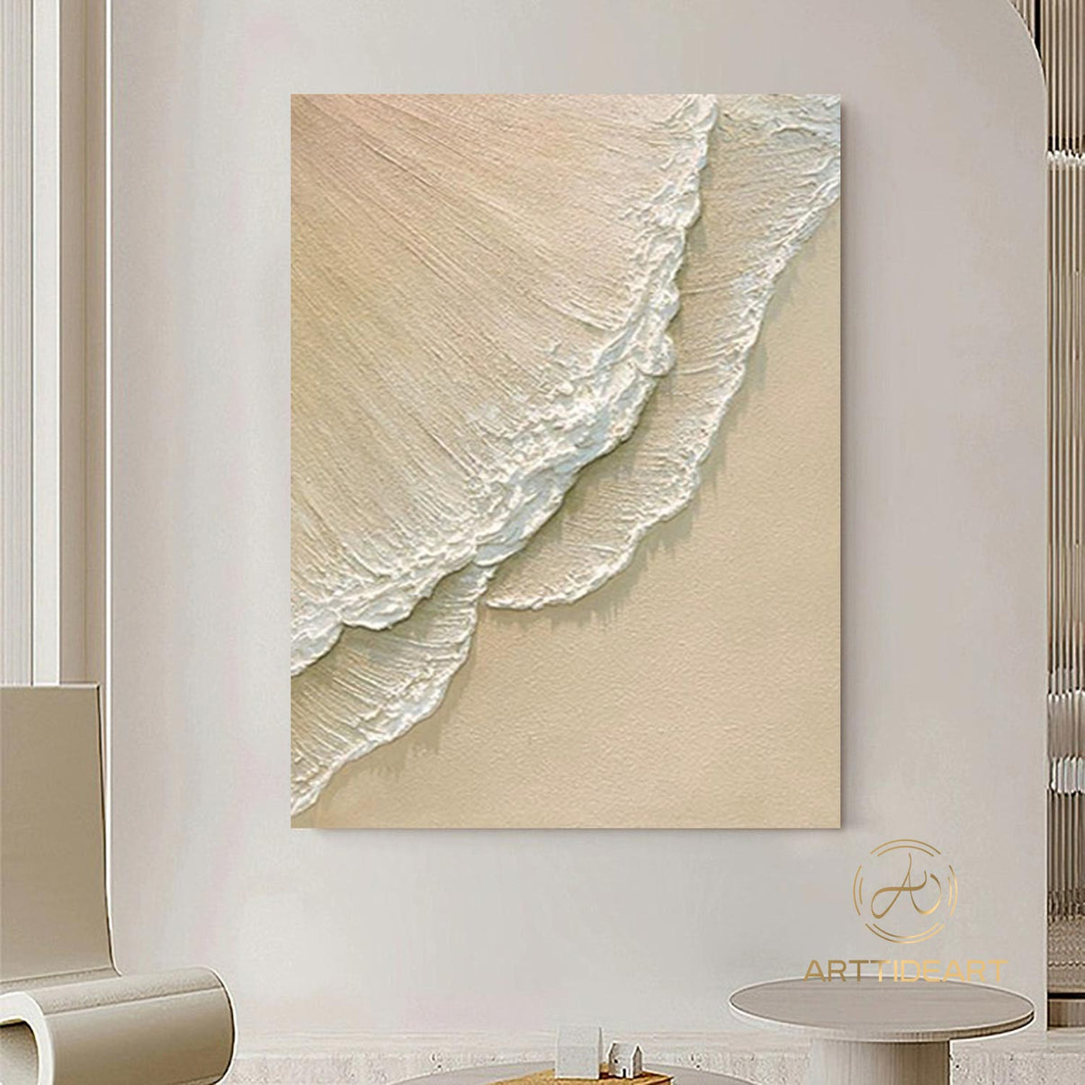Beach Art #cz010 | Hand-Painted Canvas Art | QSQart — Front View | Abstract Oil Painting for Home Decor