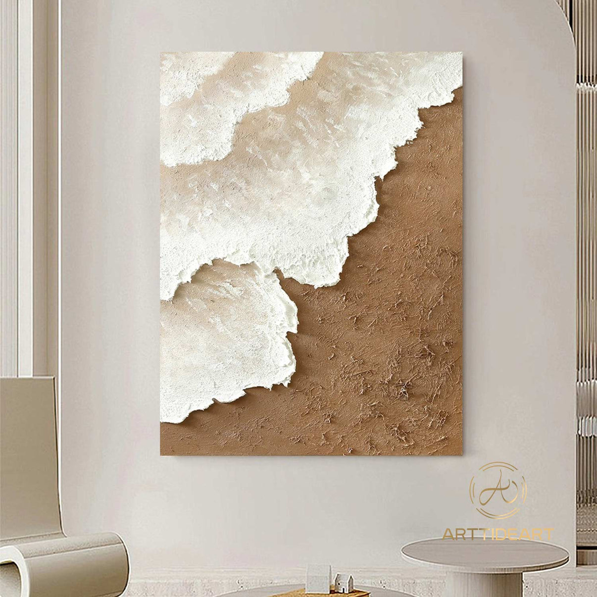 Beach Art #cz012 | Hand-Painted Canvas Art | QSQart — Front View | Abstract Oil Painting for Home Decor