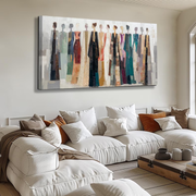 "Abstract Art｜Colorful Dressed Women Wall" - Modern Heavy Impasto Abstract Artwork | Rich Color Palette Knife Painting | Luxury Vertical Wall Art #Q 34