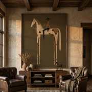 "Vintage Americana Art" - Modern Heavy Impasto Western Animal Artwork | Rich Color Palette Knife Painting | Luxury Vertical Wall Art #Q 4