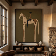 "Vintage Americana Art" - Modern Heavy Impasto Western Animal Artwork | Rich Color Palette Knife Painting | Luxury Vertical Wall Art #Q 4