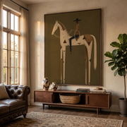 "Vintage Americana Art" - Modern Heavy Impasto Western Animal Artwork | Rich Color Palette Knife Painting | Luxury Vertical Wall Art #Q 4