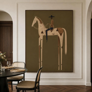 "Vintage Americana Art" - Modern Heavy Impasto Western Animal Artwork | Rich Color Palette Knife Painting | Luxury Vertical Wall Art #Q 4