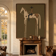 "Vintage Americana Art" - Modern Heavy Impasto Western Animal Artwork | Rich Color Palette Knife Painting | Luxury Vertical Wall Art #Q 4
