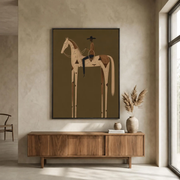"Vintage Americana Art" - Modern Heavy Impasto Western Animal Artwork | Rich Color Palette Knife Painting | Luxury Vertical Wall Art #Q 4