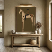 "Vintage Americana Art" - Modern Heavy Impasto Western Animal Artwork | Rich Color Palette Knife Painting | Luxury Vertical Wall Art #Q 4