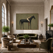 "Vintage Americana Art" - Modern Heavy Impasto Western Animal Artwork | Rich Color Palette Knife Painting | Luxury Horizontal Wall Art #Q 1