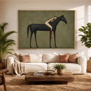 "Vintage Americana Art" - Modern Heavy Impasto Western Animal Artwork | Rich Color Palette Knife Painting | Luxury Horizontal Wall Art #Q 1