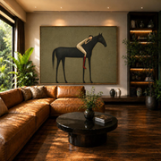 "Vintage Americana Art" - Modern Heavy Impasto Western Animal Artwork | Rich Color Palette Knife Painting | Luxury Horizontal Wall Art #Q 1
