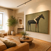 "Vintage Americana Art" - Modern Heavy Impasto Western Animal Artwork | Rich Color Palette Knife Painting | Luxury Horizontal Wall Art #Q 1