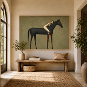 "Vintage Americana Art" - Modern Heavy Impasto Western Animal Artwork | Rich Color Palette Knife Painting | Luxury Horizontal Wall Art #Q 1