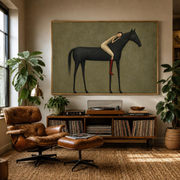 "Vintage Americana Art" - Modern Heavy Impasto Western Animal Artwork | Rich Color Palette Knife Painting | Luxury Horizontal Wall Art #Q 1