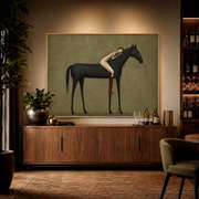 "Vintage Americana Art" - Modern Heavy Impasto Western Animal Artwork | Rich Color Palette Knife Painting | Luxury Horizontal Wall Art #Q 1