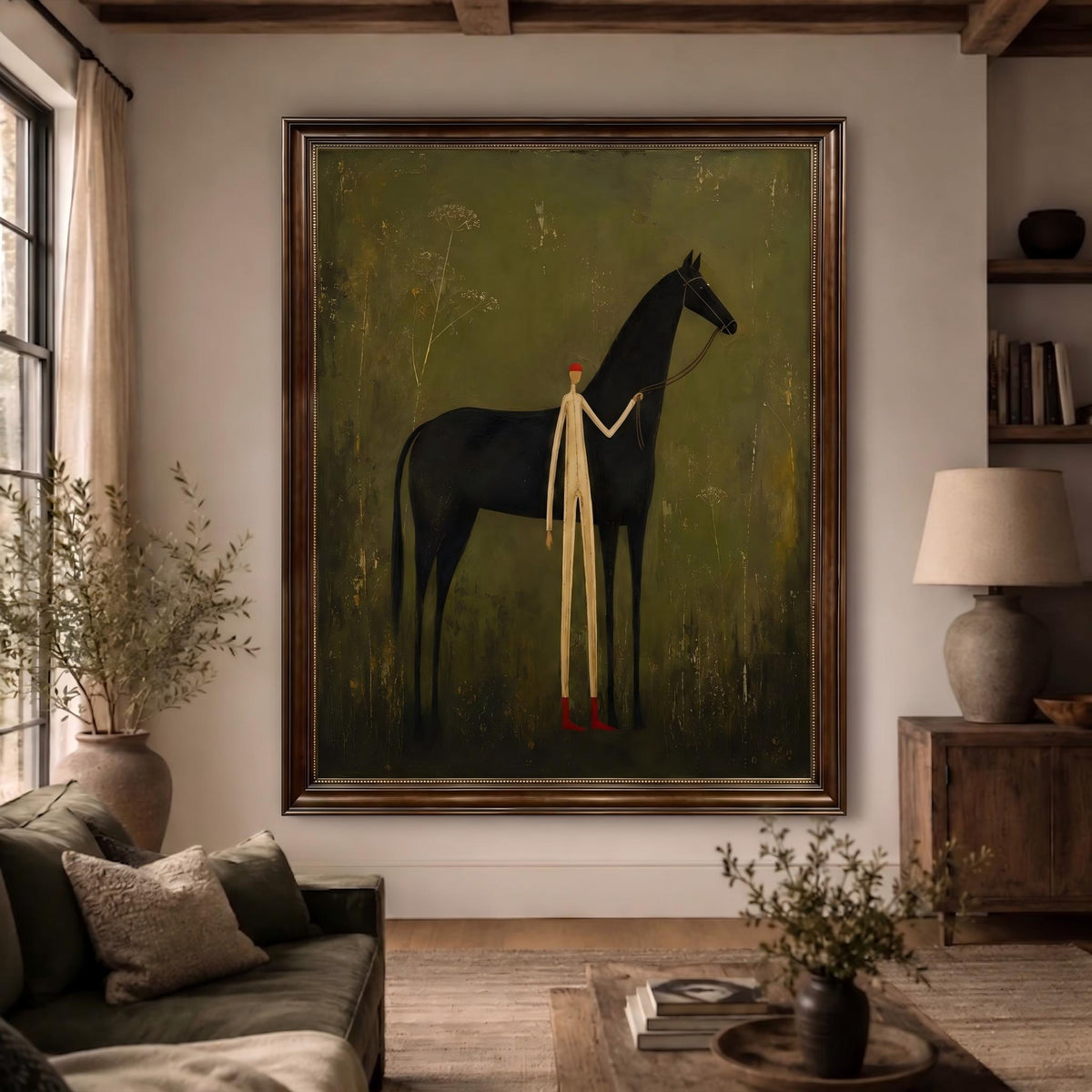 "Vintage Americana Art" - Modern Heavy Impasto Western Animal Artwork | Rich Color Palette Knife Painting | Luxury Vertical Wall Art #Q 49