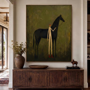 "Vintage Americana Art" - Modern Heavy Impasto Western Animal Artwork | Rich Color Palette Knife Painting | Luxury Vertical Wall Art #Q 49